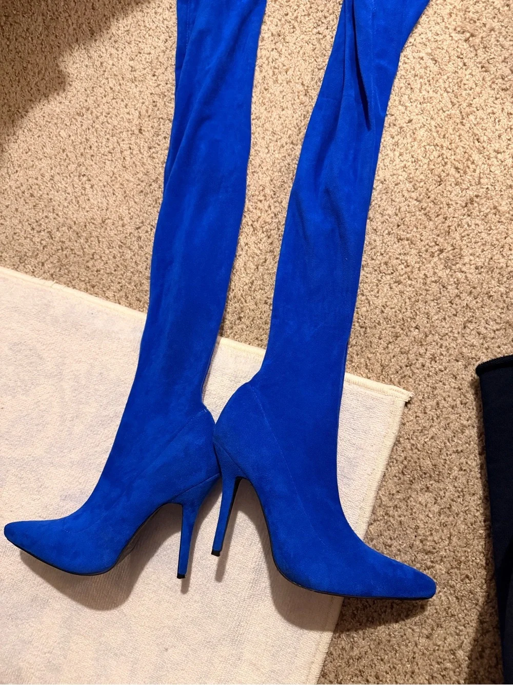 Azalea Wang Blue Suede Thigh High Boots